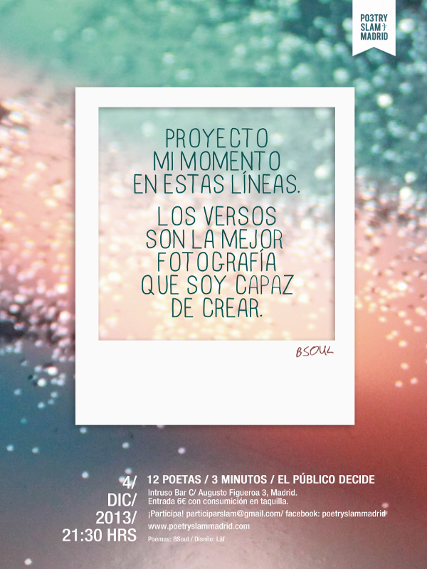 Cartel Poetry Slam Madrid de diciembre en El Intruso por Läf