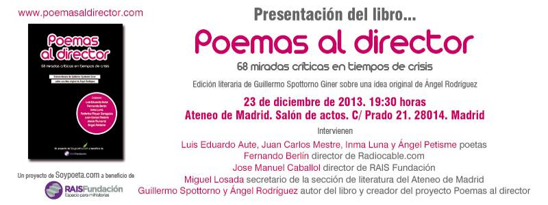 Presentación de 'Poemas al director. 68 miradas críticas en tiempos de crisis'