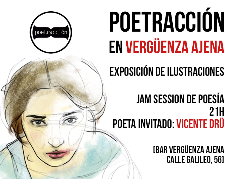 Exposición de ilustración 'Poetracción en Vergüenza Ajena Bar' | Cartel de Paula Díaz